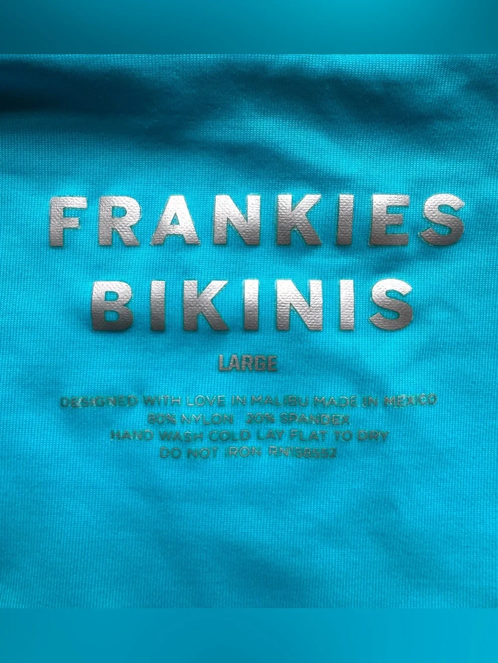 Frankie's Bikinis Scarf Bikini Bottom L Side Tie Blue Multicolor Paisley Hi Leg